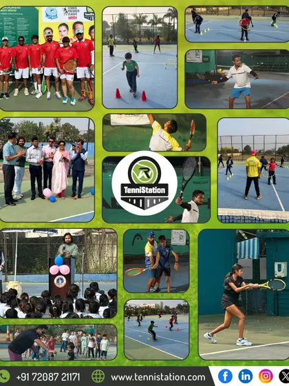This collage captures the spirit of TenniStation. It shows our community in action, from focused training drills and competitive tournaments to team celebrations and the inauguration of new facilities.