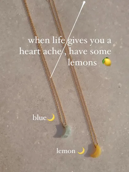 A choice between two beautiful moons: the Aquamarine luna for calm, and the Yellow Opal luna for lightening your soul.