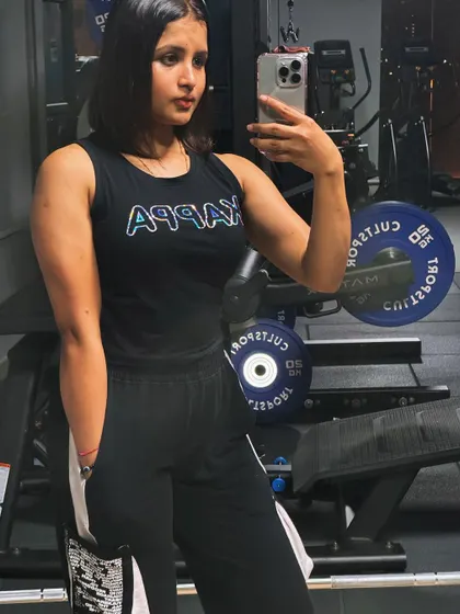 Strong is the new sexy. Here I am after a workout, feeling happy and energized. Fitness is about celebrating what your body can do.