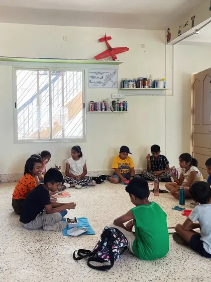 A quiet moment of collaboration as students sit together and discuss their project plans in our open and friendly lab space.