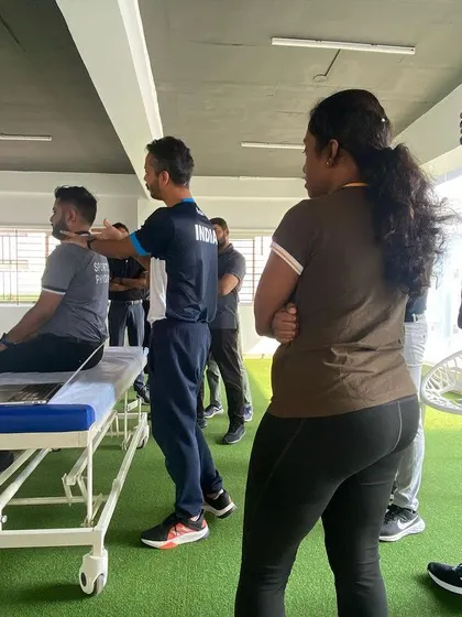 A seated assessment allows me to observe posture and movement patterns of the cervical and thoracic spine. This helps me identify the root cause of neck and upper back pain before starting treatment.
