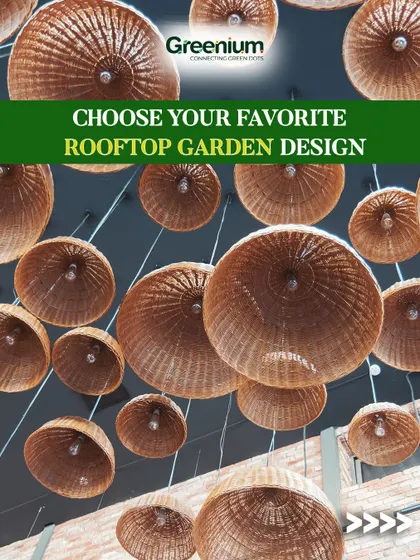 Choose your favorite rooftop garden design. This image collage presents different lighting and decor styles, from rustic wicker lamps to elegant floral arrangements, to inspire your own rooftop vibe.