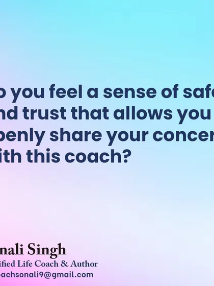 The third question: Do you feel a sense of safety and trust? This is the foundation of our work together. You must feel safe to share your concerns openly for real transformation to happen.