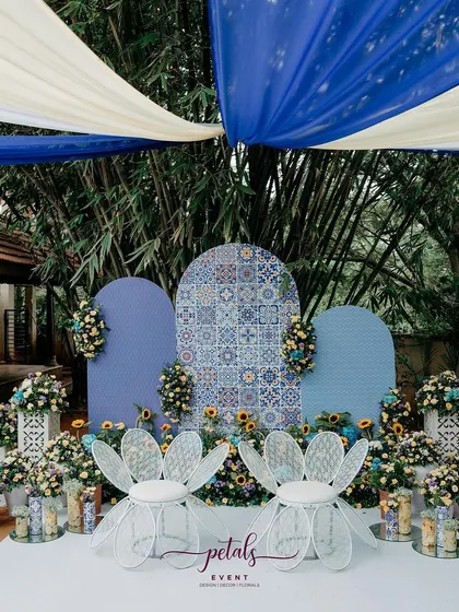 A duplicate image of the stunning Mediterranean-themed Haldi setup, perfect for a dreamy and unique celebration.