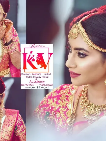 This collage highlights the key elements of a bridal look. You can see the details of the makeup, the process of putting on earrings, and the final radiant profile, all part of my comprehensive bridal service.
