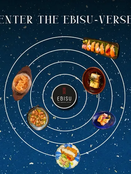 Welcome to the Ebisu-verse. This graphic represents the world of flavors we offer, all centered around our core philosophy of quality and authenticity.