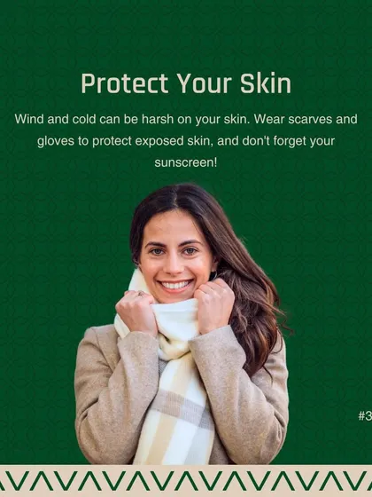 Protecting your skin from cold and wind is essential in winter. I recommend wearing scarves and gloves to cover exposed skin. And yes, you still need sunscreen, as UV rays are present even on cloudy winter days.