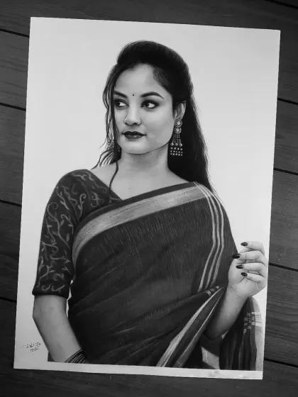 The completed drawing for a new commission. I used a combination of graphite and charcoal to create both soft skin tones and the dark, rich fabric.