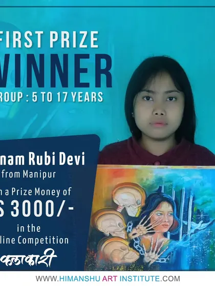 Announcing the first prize winner of our online art competition 'Kalakari'. We provide a platform for artists across the country to showcase their talent and win recognition.