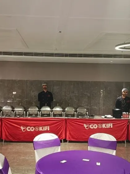 A party-ready setup with purple and white themed decor at SNN Raj Eternia. We coordinate with your event theme.