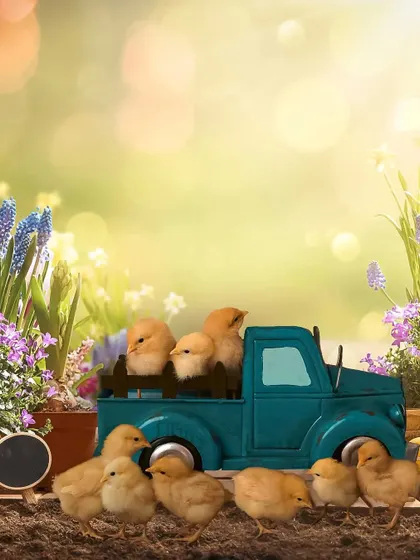A delightful spring-themed shoot with a truck full of adorable chicks! Themed shoots aren't just for cats and dogs; they're fun for all pets.