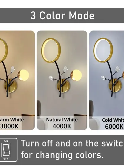 This beautiful floral wall light comes with a 3-color mode. You can easily switch between warm, natural, and cool white just by flicking your light switch off and on.