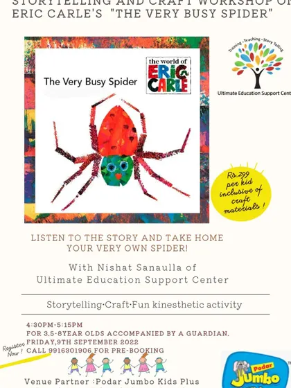 I bring beloved books like Eric Carle's "The Very Busy Spider" to life in my storytelling and craft workshops. These multi-sensory sessions combine reading with fun, hands-on activities to practice early literacy skills.