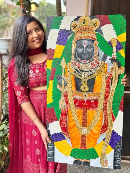 Proudly presenting my Ram Lalla painting, a 3.5x2 ft acrylic on canvas. This piece was a deeply fulfilling journey of devotion.