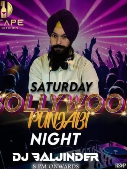 This poster for a Saturday night at Escape Bar puts me front and center, promising a night of Bollywood and Punjabi hits.