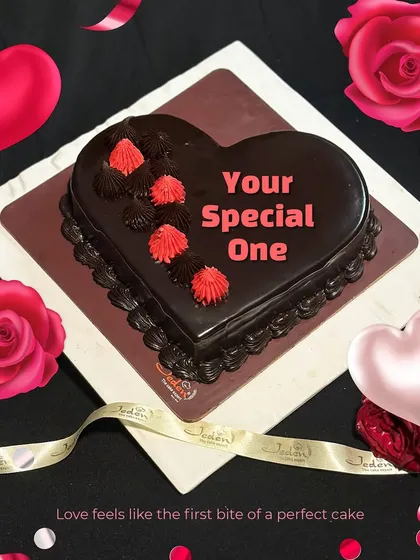 A rich, glossy chocolate heart cake made for your special one. It's the perfect sweet gesture to show how much you care on Valentine's Day.