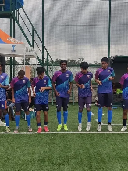 The team lined up for the national anthem before the DPDL Super Cup semifinal.