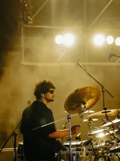Our drummer, Pranav, in his element during the RCB Unbox show. He's a beast on stage and lays down the foundation for all our high-energy tracks.