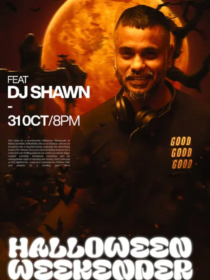 A spooky-themed flyer for a 'Halloween Weekender' event. I love creating a specific mood with my music, and Halloween is the perfect time for dark, atmospheric tracks.