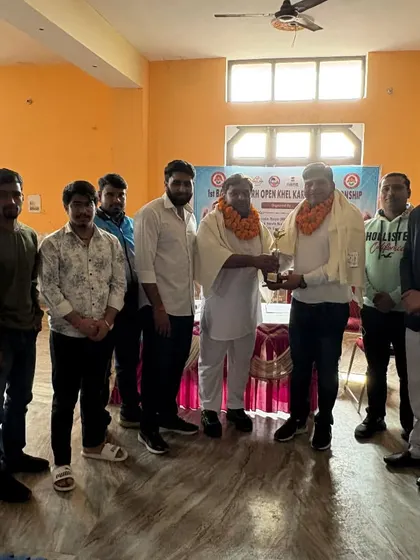 Presenting a trophy to a supporter of our local karate association.