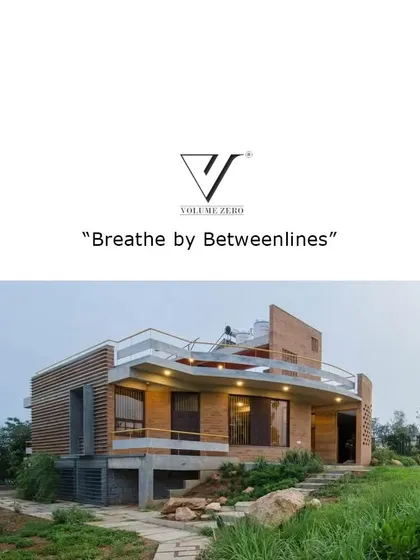 Another image from the Volume Zero feature on "Breathe," highlighting the home's distinctive form and material palette.