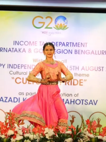 A solo moment during our Kathak performance for 'Cultural Pride'. The focus is on grace, expression, and rhythmic precision.