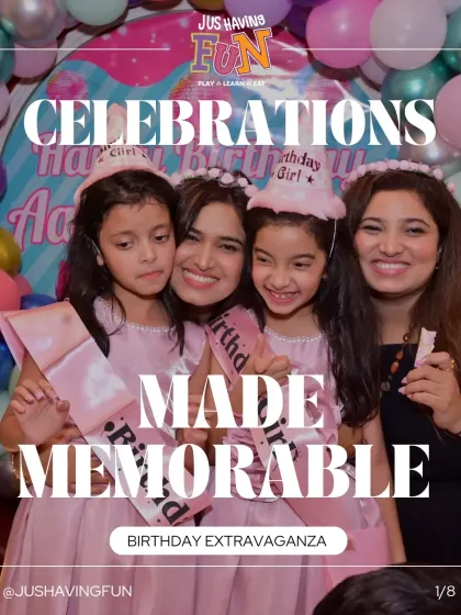Celebrations made memorable. The birthday girls and their friends share a happy moment, showcasing the fun and friendship that blossoms at our parties.