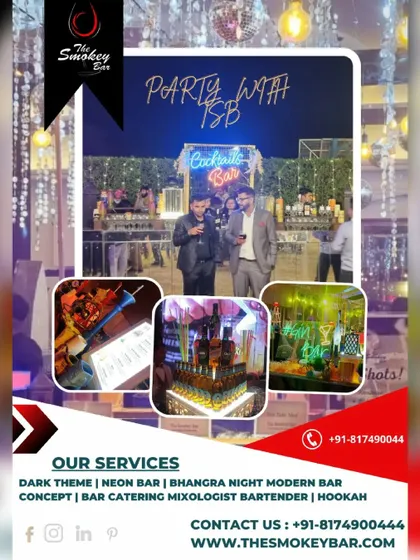 Another overview of my services, showcasing different bar setups and highlighting my contact information for easy booking.