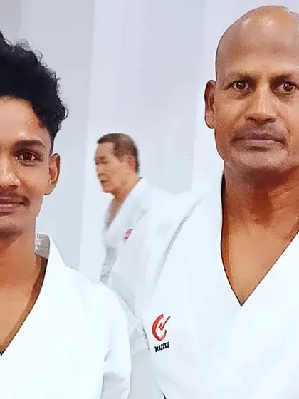 With my master, Shihan Kathiravan, in Indonesia. I am so grateful for his guidance which has helped me reach the international level.