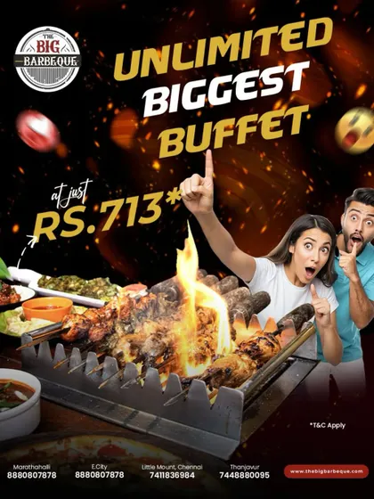 Get ready to feast like never before. Our unlimited biggest buffet is available at a special price of just ₹713.