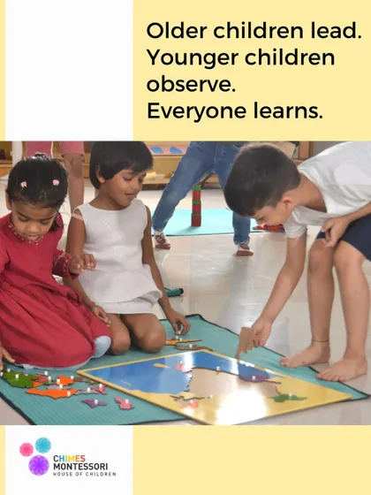 Older children lead. Younger children observe. Everyone learns. This is the magic of our collaborative classroom environment.