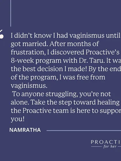 Namratha discovered she had vaginismus after getting married. She calls joining our 8-week program the best decision she made, leading to her becoming completely free from the condition.