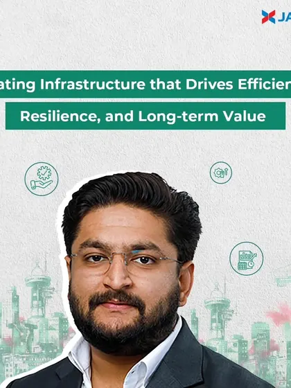 A portrait of Mr. Raghav Gupta, Managing Director of Jakson Infra. His leadership is focused on creating infrastructure that drives efficiency, resilience, and long-term value for both industries and communities across India.