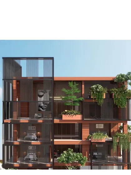 A sectional render of a vertical living project in Bombay. We are fortunate to receive commissions in our mother city, and we intend to make a change in the right direction with designs that prioritize green space and climatic response.