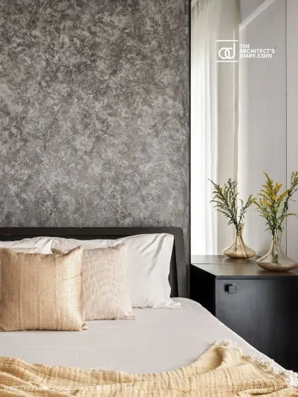 The master bedroom from the 'Nordic Grey Apartment' in The Architect's Diary.