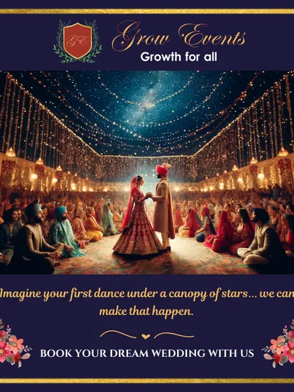 Imagine your first dance under a canopy of stars. This beautiful illustration shows a Punjabi wedding ceremony under a starry sky, a magical concept we can bring to life.