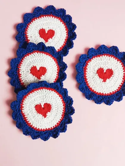 A full set of our handmade heart coasters. These are great for everyday use or as a thoughtful, handmade gift for housewarmings, anniversaries, or Valentine's Day.