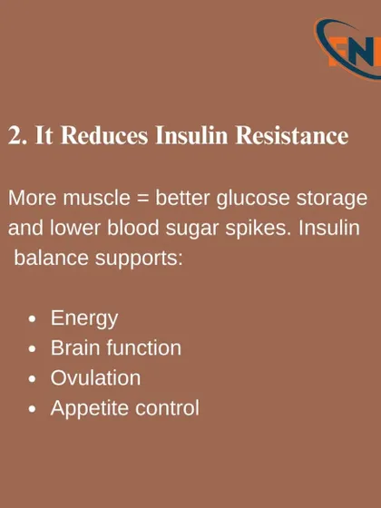Strength training also helps reduce insulin resistance. Building more muscle improves how your body stores glucose, which helps balance energy, control appetite, and support overall health.