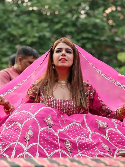 A playful moment captured during the Karwa Chauth festivities.
