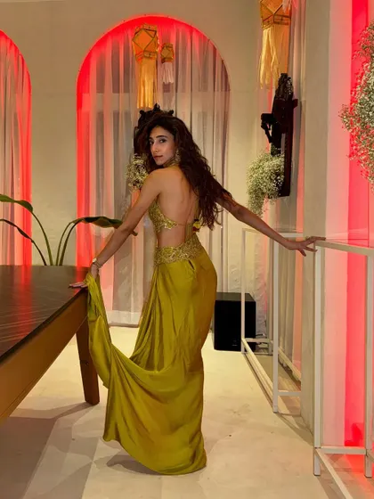 The back of this stunning Archana Jaju creation. A little bit of drama for a festive night.