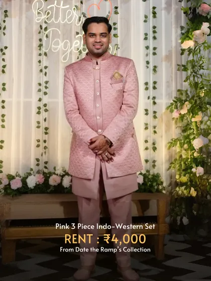 This pink 3-piece Indo-western set is perfect for a daytime wedding or a festive celebration. A modern and stylish choice for just ₹4,000.