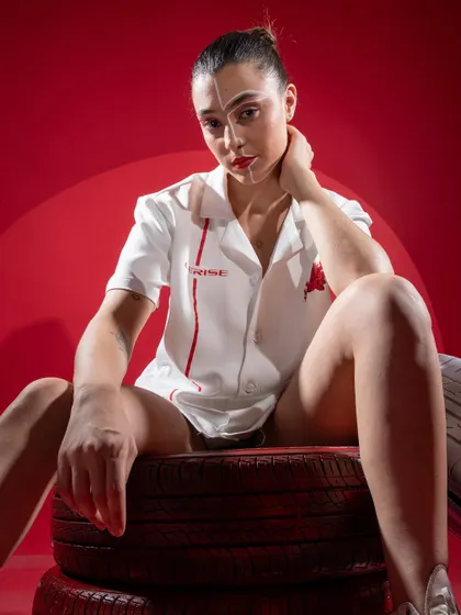 Another angle from the Cerise campaign, this shot combines strong posing with creative set design to produce a compelling fashion photograph.