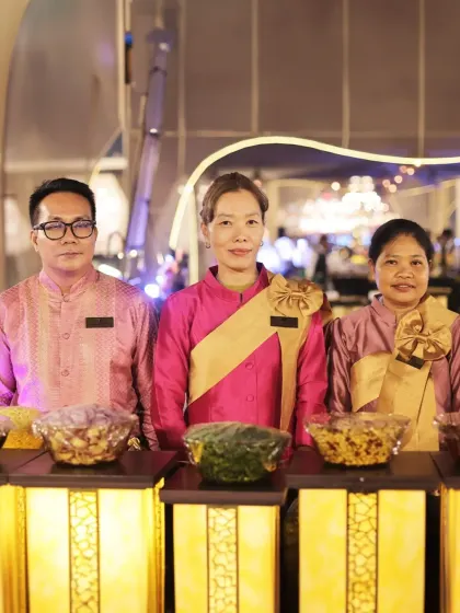A portrait of three members of our international team. Their diverse backgrounds and shared passion for food are a key part of what makes our culinary offerings so special.
