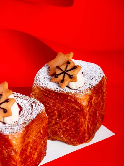 Another shot of the festive Spiced Cranberry Croissant Cube.