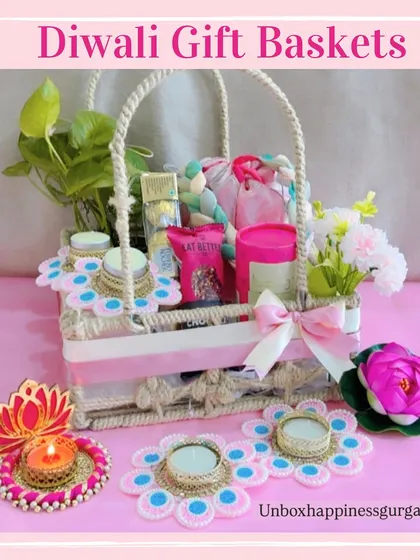 This image showcases a similar pink-themed basket, demonstrating how I can customize the contents while maintaining a consistent aesthetic.