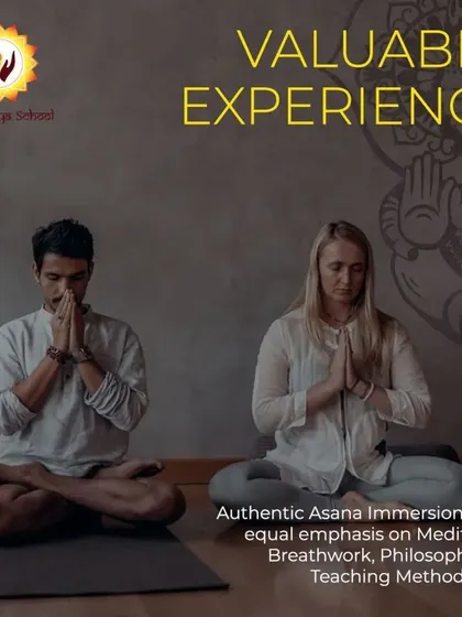 This is more than a course; it is a valuable experience. We offer authentic asana immersions with equal emphasis on meditation, breathwork, philosophy, and teaching methodology, as embodied by these students in a moment of quiet reflection.