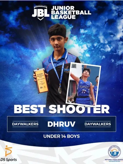Nothing but net. Dhruv from the Daywalkers is recognized as the Best Shooter in the U14 Boys category for his incredible accuracy during the JBL.