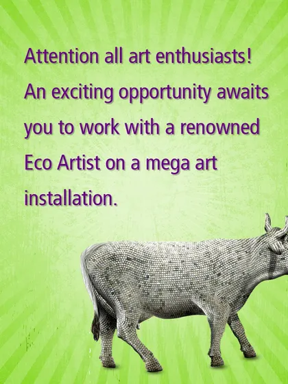 I paired a cow-art presentation with an April 2023 project invitation, asking people to learn alongside me through creating.