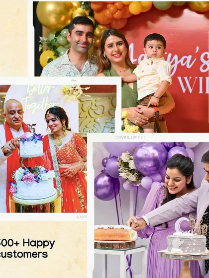 1500+ happy customers! A collage of smiling faces and cake-cutting moments from the many milestones we've been privileged to be a part of over the past 6 years.