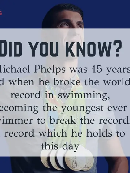 Did you know? This fun fact shares that Michael Phelps became the youngest male swimmer to break a world record at just 15 years old, a record he still holds. It's an inspiration for all our young, aspiring swimmers.